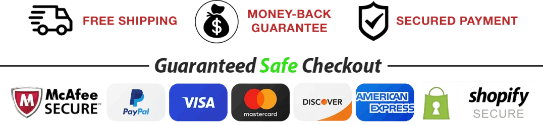 Sugar Defender secure payment badge with PayPal, McAfee, and TRUSTED logos