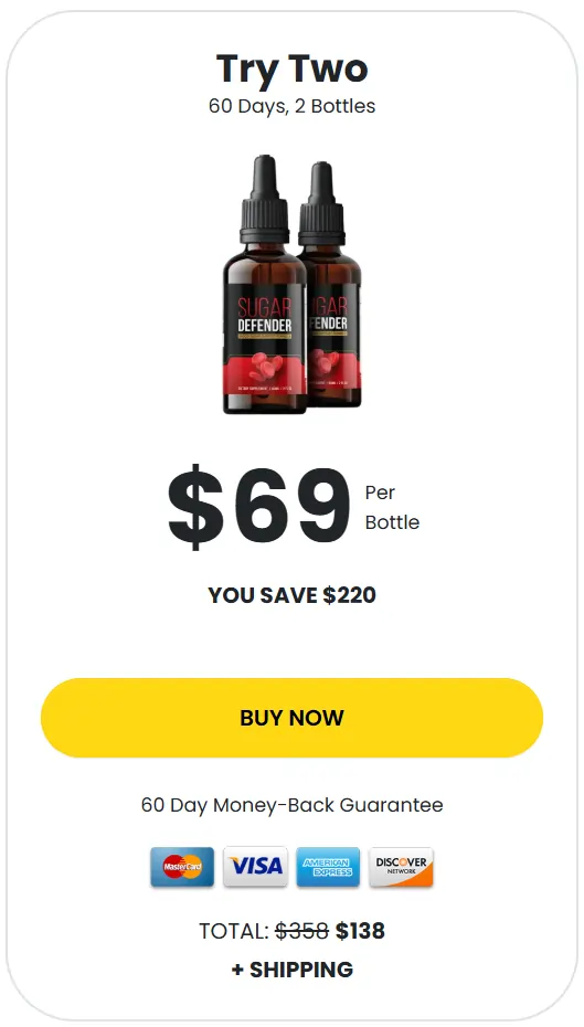 Sugar Defender 60-Day Supply bottle – Priced at $69