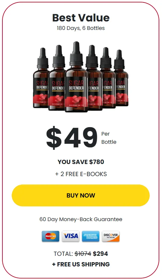 Sugar Defender 180-Day Supply – $49 Per Bottle Value Pack